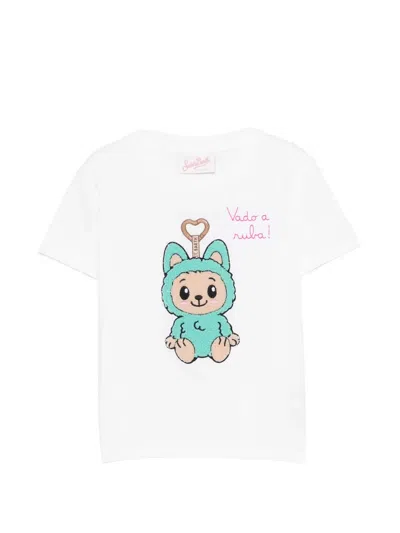 Mc2 Saint Barth Kids' Embroidered T-shirt In White