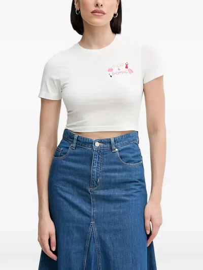 Mc2 Saint Barth Embroidered-detail Crop T-shirt In White