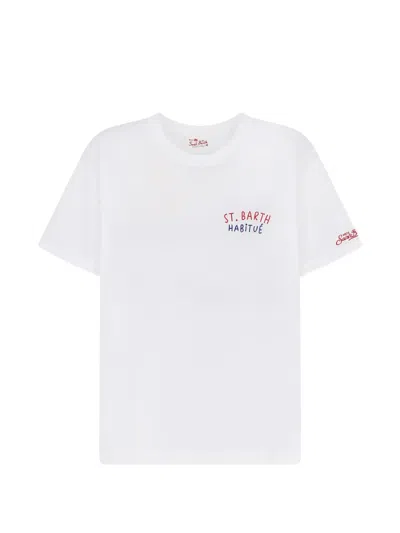 Mc2 Saint Barth Embroidered-logo Graphic-print T-shirt In Yellow