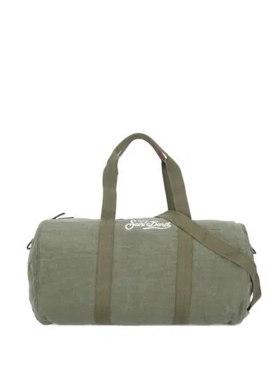 Mc2 Saint Barth Embroidered-logo Linen Holdall In White