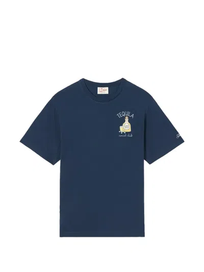Mc2 Saint Barth Embroidered-logo T-shirt In Blue