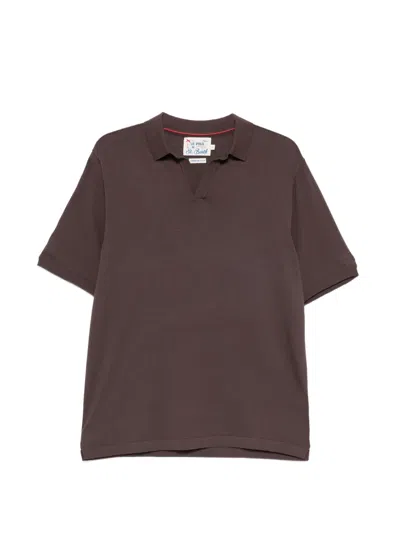 Mc2 Saint Barth Embroidered-logo T-shirt In Brown