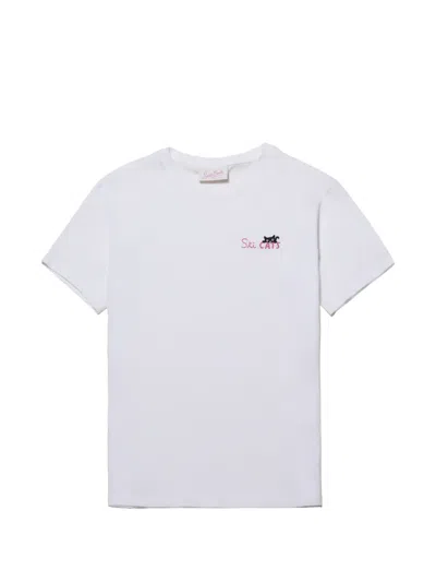 Mc2 Saint Barth Embroidered-logo T-shirt In White