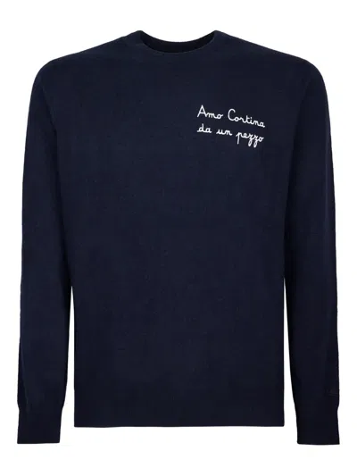 Mc2 Saint Barth Embroidery Crew-neck Sweater In Blue