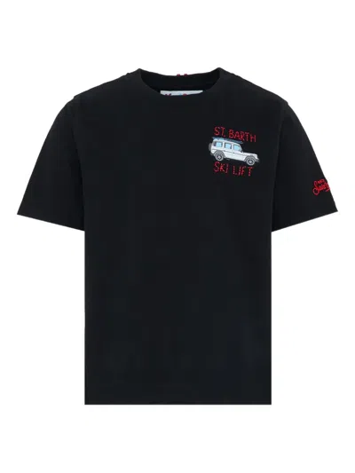 Mc2 Saint Barth Kids' Embroidery Crew-neck T-shirt In Black