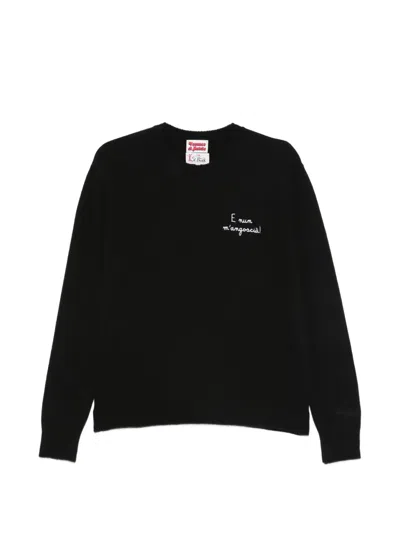 Mc2 Saint Barth Embroidery Long-sleeved Sweater In Black