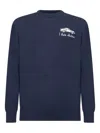 Mc2 Saint Barth Crew Neck Jumper With Vintage Car Embroidery In Blue