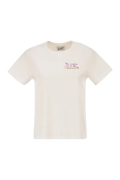 Mc2 Saint Barth Emilie - T-shirt With Embroidery On Chest In Neutral