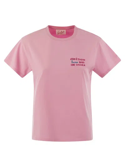 Mc2 Saint Barth Emilie - T-shirt With Embroidery On Chest In Pink