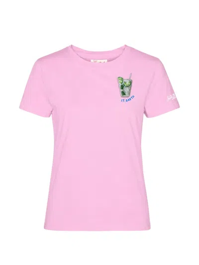 Mc2 Saint Barth Emilie Bead-embellished Short-sleeve T-shirt In Pink