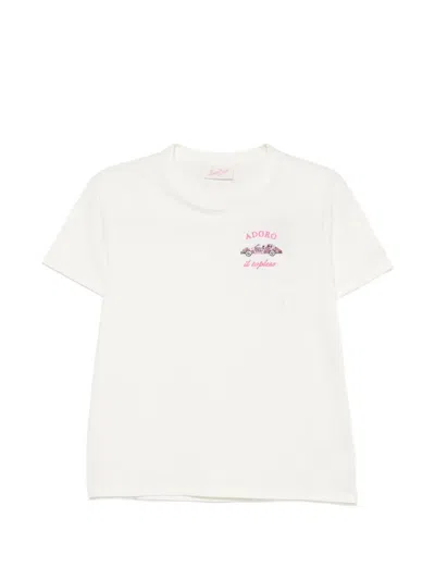 Mc2 Saint Barth Emilie Crystal-embellished Graphic-print T-shirt In White
