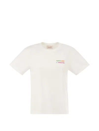 Mc2 Saint Barth Emilie Embroidered Cotton T-shirt In White
