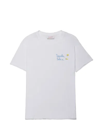 Mc2 Saint Barth Emilie Embroidered Lemon-charm T-shirt In White