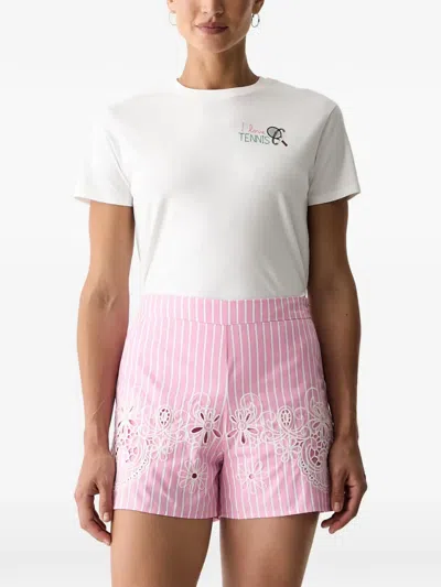 Mc2 Saint Barth Emilie Embroidered Logo-patch T-shirt In White