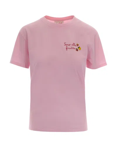 Mc2 Saint Barth Pink Embroidered Crew Neck T-shirt
