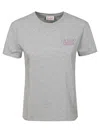 Mc2 Saint Barth Woman Cotton Jersey Crewneck T-shirt Emilie With La Vedo Grigia Embroidery In ml Emb