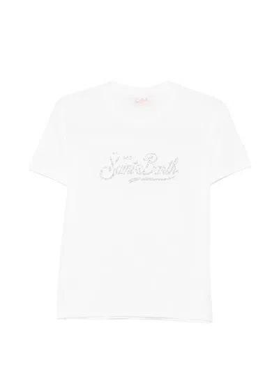Mc2 Saint Barth Emilie Rhinestone-logo T-shirt In White