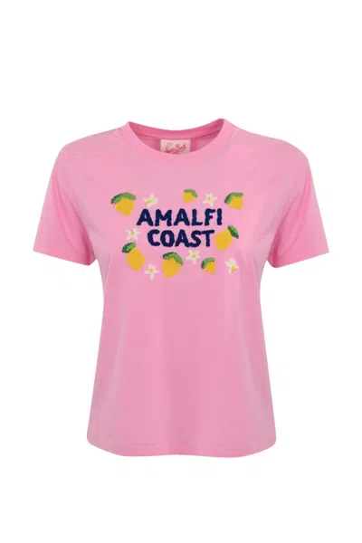 Mc2 Saint Barth Emilie T-shirt With Amalfi Coast Embroidery In Rosa