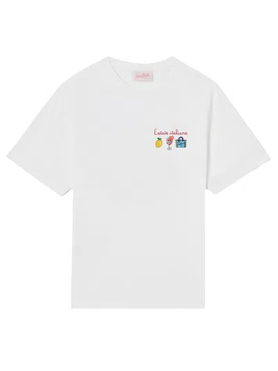 Mc2 Saint Barth Emilie T-shirt With Estate Italiana Embroidery In White