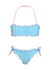 Mc2 Saint Barth Emy Bandeau Bikini With Fish Embossed In Blue