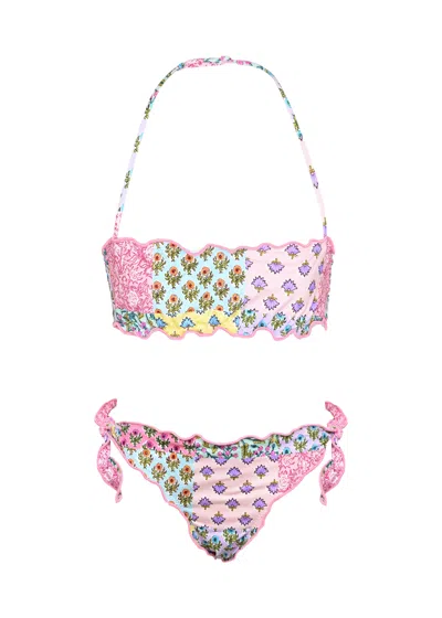 Mc2 Saint Barth Emy Bandeau Bikini With Radical Patch Print In Multi