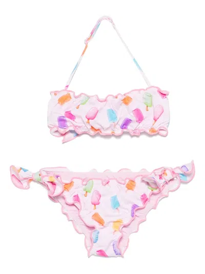 Mc2 Saint Barth Kids' Emy Bikini Set In Pink