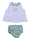 Mc2 Saint Barth Light Blue Suit For Baby Girl With Writing In Multicolor