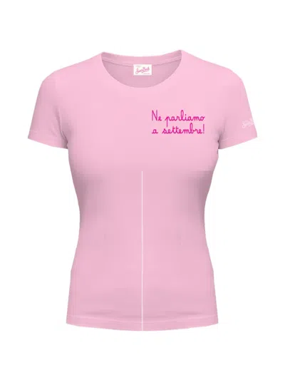 Mc2 Saint Barth Esme Chest-lettering T-shirt In Pink