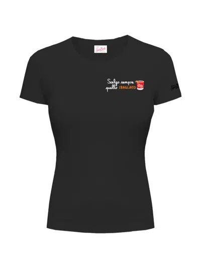 Mc2 Saint Barth Esme Chest-print T-shirt In Black