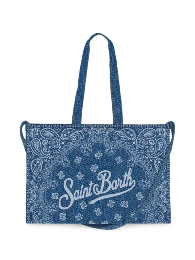 Mc2 Saint Barth Essential Bandana-print Tote Bag In Blue
