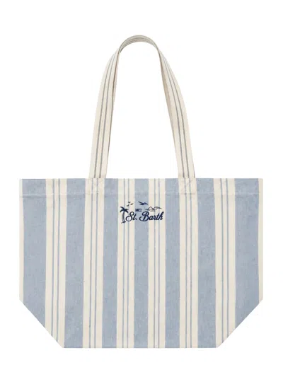 Mc2 Saint Barth Essential Beach Cotton Bag In Blue