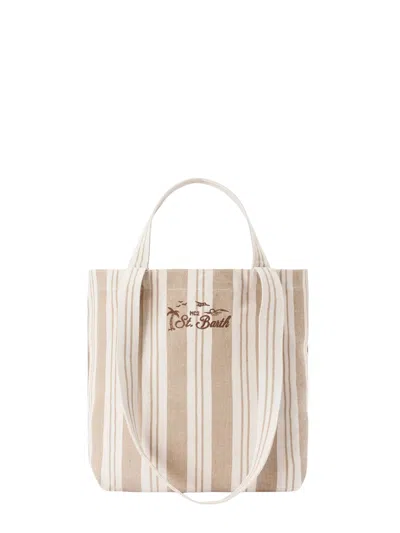 Mc2 Saint Barth Essential Beach Cotton Bag In Neutral