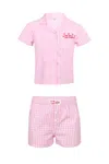 Mc2 Saint Barth Everlee Popeline Vichy Shirt And Boxy Shorts Set In Pink
