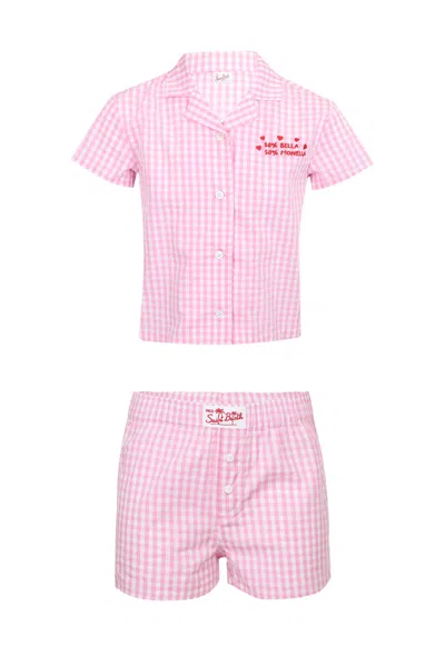 Mc2 Saint Barth Everlee Popeline Vichy Shirt And Boxy Shorts Set