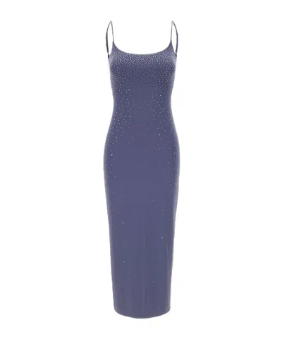 Mc2 Saint Barth Evy Rhinestone Midi Dress In Blue