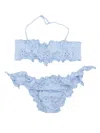 Mc2 Saint Barth Eyelet-embroidered Ruffled Bikini Bottoms In Blue