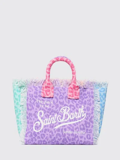Mc2 Saint Barth Vanity Cotton Bag With Printed Logo In Multi