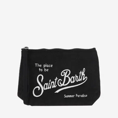 Mc2 Saint Barth Fabric Clutch Bag With Logo In Pattern