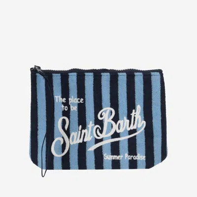 Mc2 Saint Barth Fabric Clutch Bag With Striped Pattern