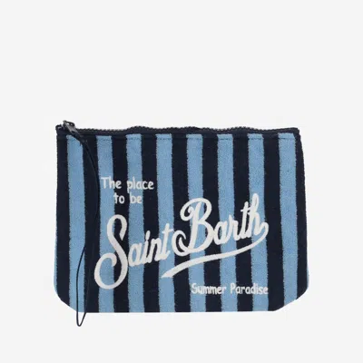 Mc2 Saint Barth Fabric Clutch Bag With Striped Pattern In Red