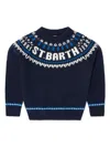 Mc2 Saint Barth Fair Isle-knit Crew-neck Jumper In Blue