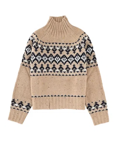 Mc2 Saint Barth Fairisle Jacquard Turtleneck Jumper In Neutral