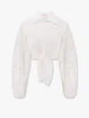 Mc2 Saint Barth Cropped White Shirt With Lace Design
