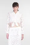 Mc2 Saint Barth Cropped White Shirt With Lace Design