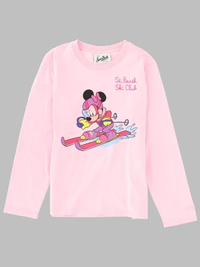 Mc2 Saint Barth Kids Mini Ski Club Cotton T-shirt In Pink