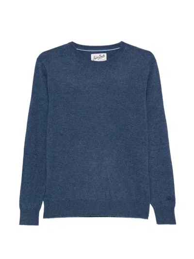 Mc2 Saint Barth Fine-knit Crew-neck Sweater In Blue