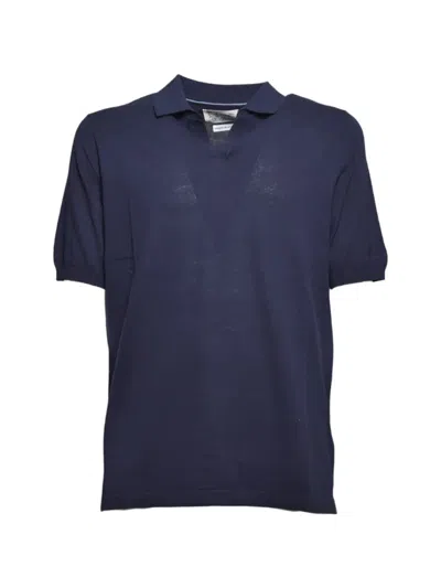 Mc2 Saint Barth Fine-knit V-neck T-shirt In Blue