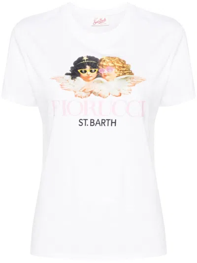 Mc2 Saint Barth Fiorucci Print Cotton T-shirt In White