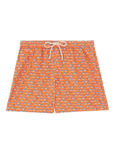 Mc2 Saint Barth Fish-print Drawstring Swim Shorts In Multi