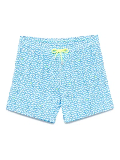 Mc2 Saint Barth Fish-print Swim Shorts In Blue